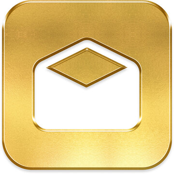 Mail open gold metallic square icon email open read inbox message
