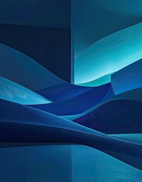 Abstract blue forms suggesting a futuristic landscape.