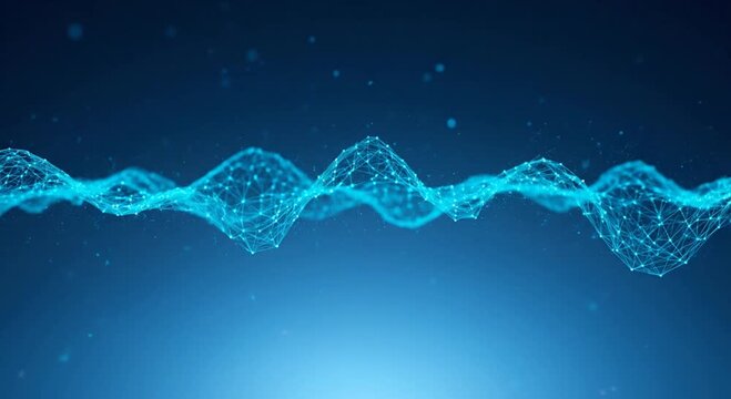 Abstract blue digital network wave over dark background