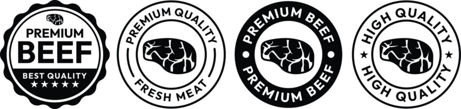Premium Beef Quality Badge Collection for Fresh Meat Packaging and Butcher Labels