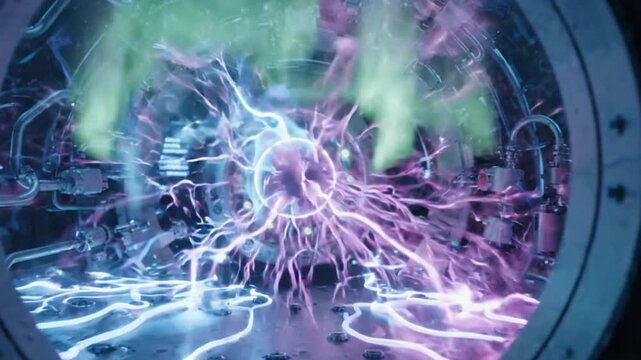 Futuristic Science Fiction Energy Core with Glowing Plasma and Electrical Discharge