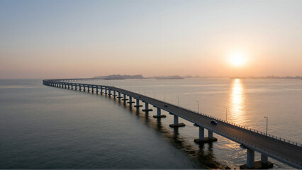 Fototapeta premium Bridge Over Water at Golden Hour