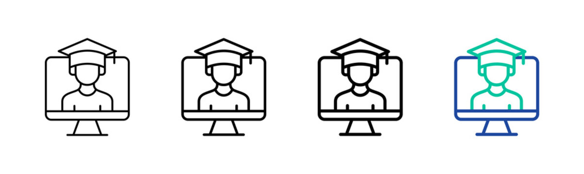 Virtual School Icon Collection Different Style Outline