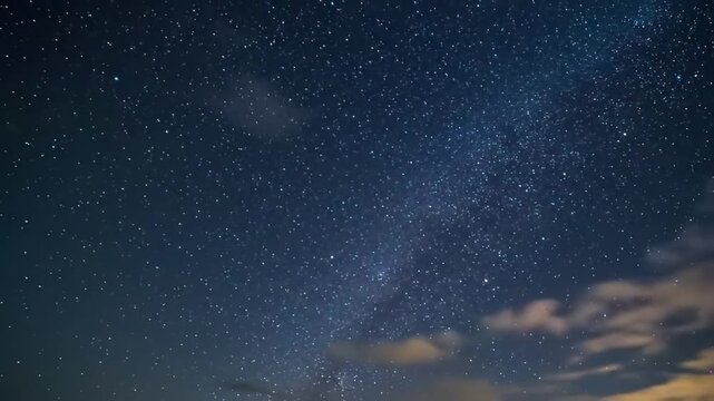 Vast Starry Night Sky with Milky Way and Clouds.