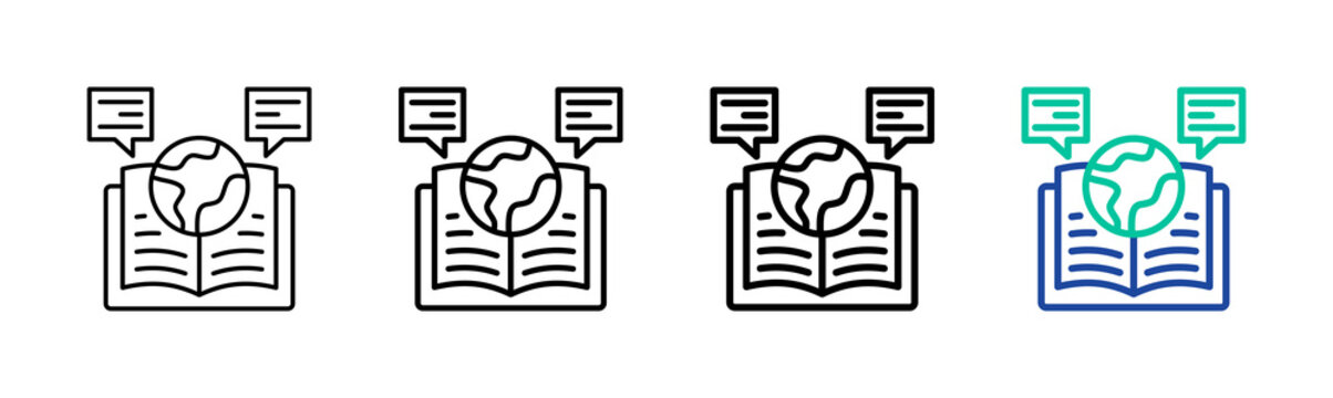 Language Learning Icon Collection Different Style Outline
