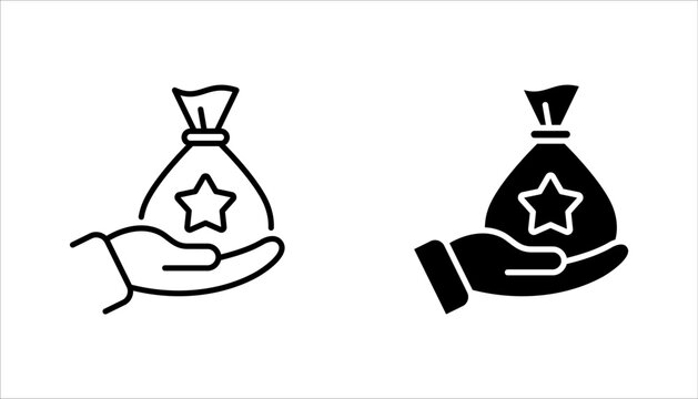 Cash bonus icon set. Giving extra money. vector illustration on white background