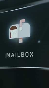 White mailbox icon with red flag in digital style