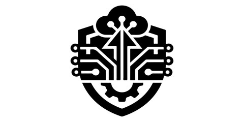 Fototapeta premium Ancient vector illustration with shield symbol icon design for logo stamp web business art