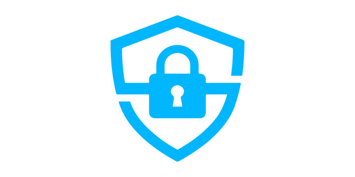 Shield and lock security icon with padlock symbol representing safe access protection and secure internet concept design