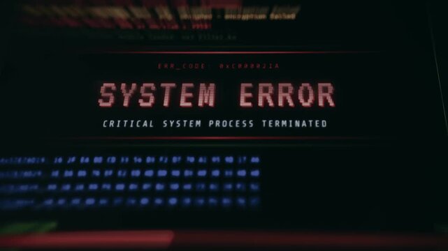 System Error message, Blue Screen of Death interface