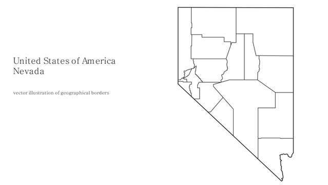 Nevada state map vector illustration with administrative county borders