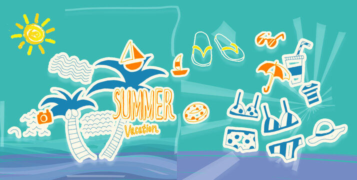 Set Summer beach
