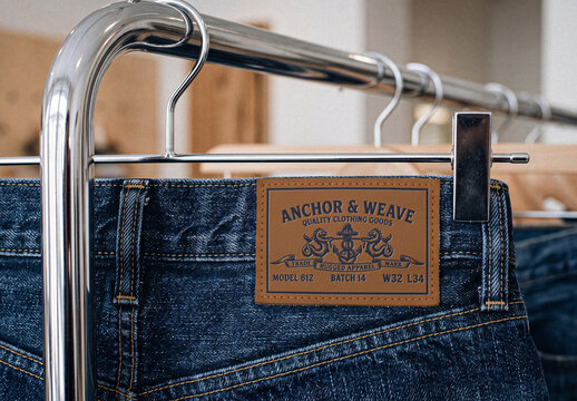 Leather Patch On Denim Jeans Mockup