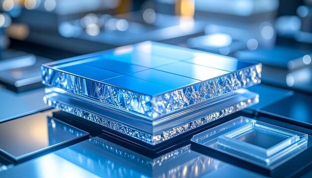 Futuristic quantum computer chip and advanced semiconductor technology, abstract 3D rendering