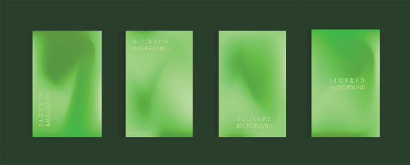Set of green blur backgrounds with modern, abstract, green gradient patterns. A collection of luxurious templates for invitations, posters, flyers, and greeting cards. Vector illustration. © HOSEN