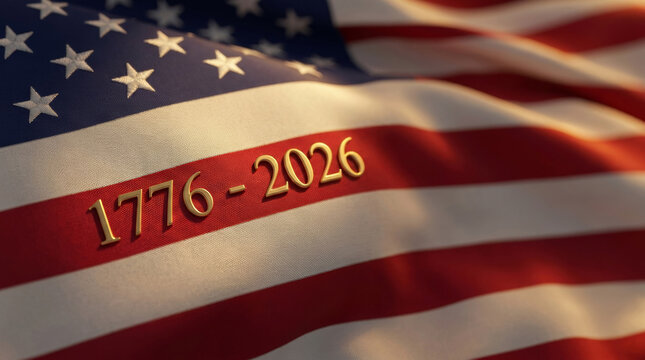 America flag patriotism independence anniversary 250 th celebration banner gold number 1776 2026. Fourth july independence freedom. american united state us, patriotic anniversary celebration
