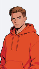 Obraz premium Stylized male character in orange hoodie portrait