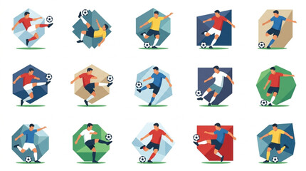 Fototapeta premium Collection of Soccer Players in Action Poses.