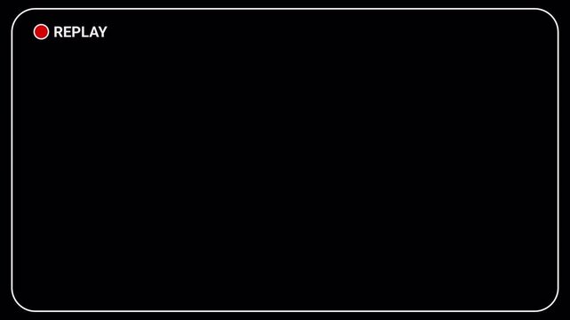 Video camera replay screen overlay with blinking red dot, camcorder viewfinder interface, digital playback hud, surveillance monitor, security footage frame 4k video