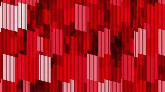 Abstract red geometric blocks and vertical lines dynamic motion background seamless loop