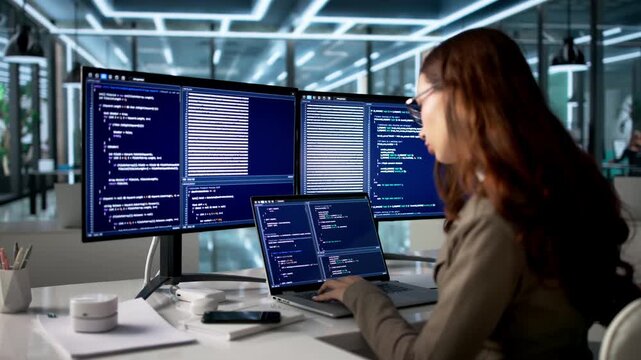 Programmer Writes Code On Desktop Software