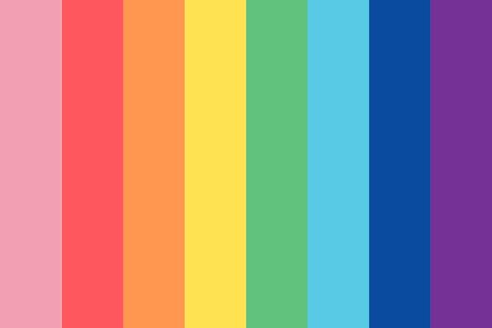 Abstract geometric background with vertical stripes in bright rainbow flag palette colors. Gilbert Baker pride flag variation layout for backdrop, wallpaper, or design graphic resource.