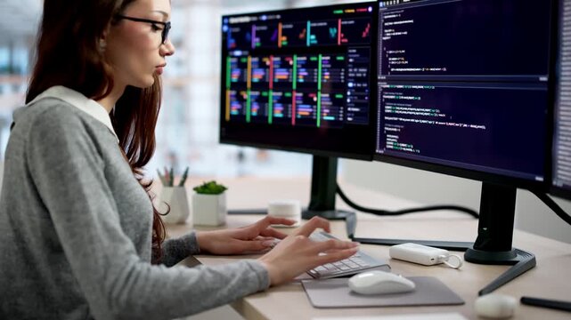 Programmer Focused On Typing Code Quickly