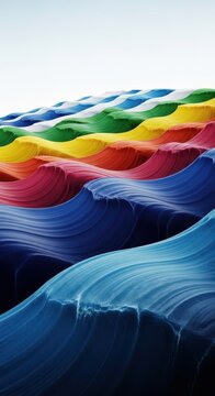 A colossal wave of abstract national colors flowing continuously into the horizon, representing perpetual devotion and unbreakable loyalty, allegiance, deep, spirit