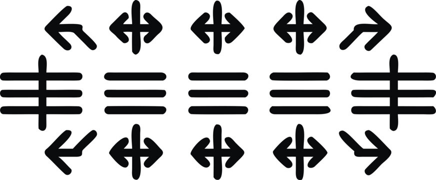Black and white geometric pattern with arrows and lines