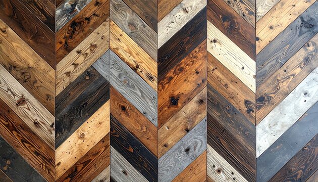 Rustic Chevron Patterned Wood Wall Texture Background.