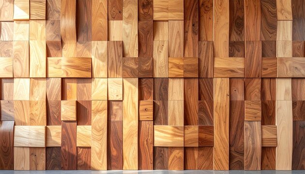 Abstract Geometric Wood Panel Wall Texture Background.