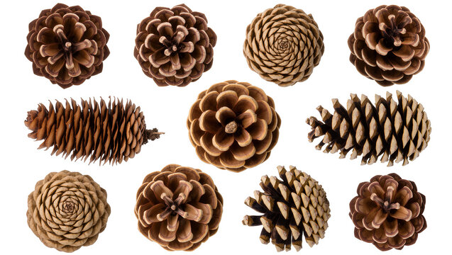 Collection of Brown Pine Cones Various Shapes and Sizes