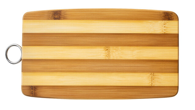 Bamboo cutting board with metal ring