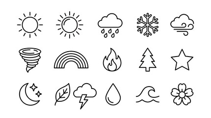 Fototapeta premium Weather icons for forecasting and climate symbols.