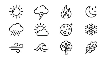Fototapeta premium Weather icons for forecasting and climate symbols.
