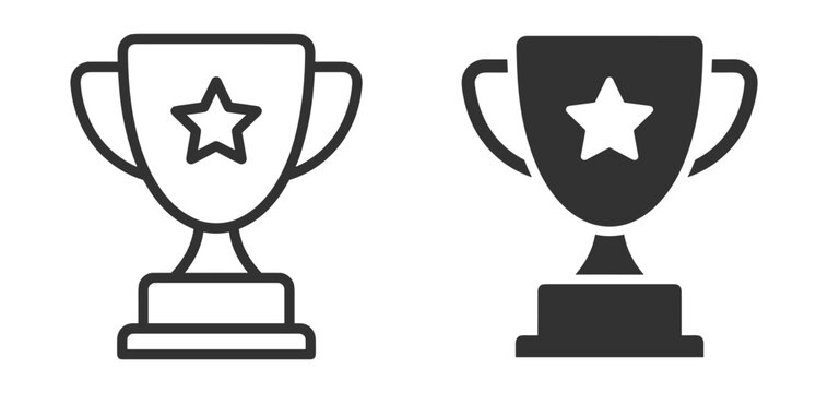 Trophy award icon collection, achievement and winner symbols on transparent background