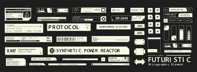 Obraz na płótnie Canvas Set of Micrographic element Futuristic UI Cyber Futuristic technology Collection