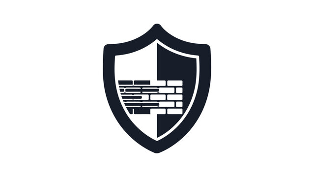 Minimalist digital firewall shield icon symbol.