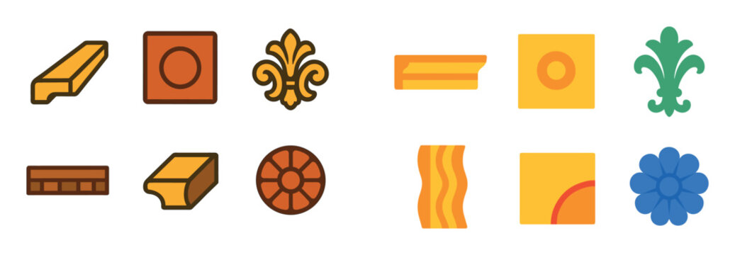 Decorative icons with tile fleurde lis molding flat