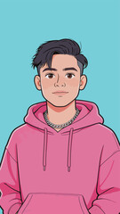Obraz premium Cartoon portrait of a young stylish male character