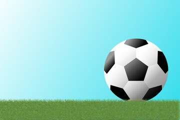 Fototapeta premium Classic Soccer Ball on Green Grass with Negative Space Background