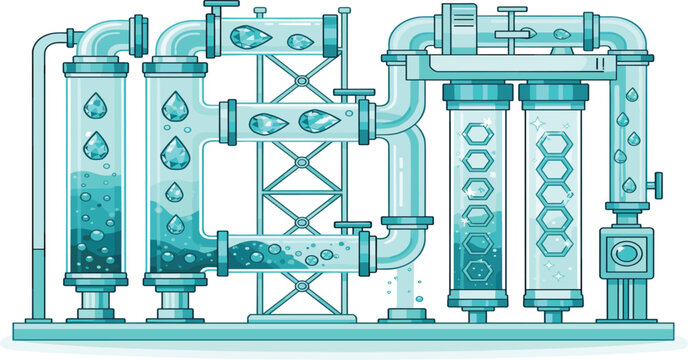 Digital Data Pipeline Architecture and Information Processing Network Diagram Flat Vector Illustration