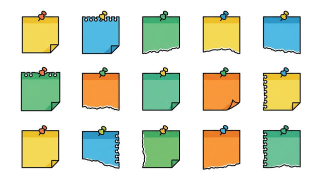 Colorful Sticky Notes Collection with Pins.