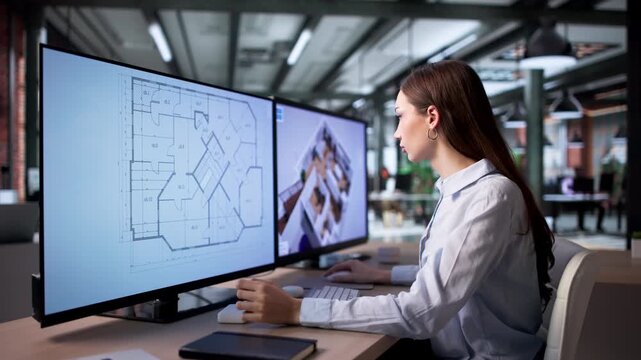 Woman Uses Computer Software