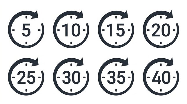 Collection of circular icons representing time intervals from 5 to 40 minutes