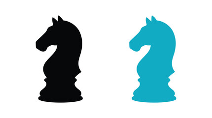 Black knight chess piece silhouette on a white background © Kaium