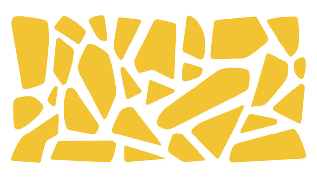Colorful abstract puzzle pieces forming a scattered pattern in yellow and green tones
