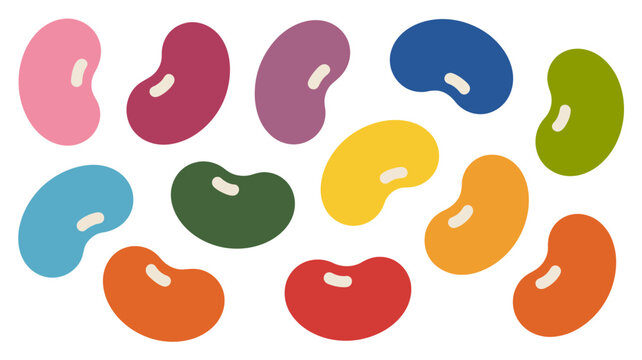 Colorful set of kidney bean shapes in vibrant tones