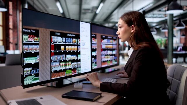 Retail Manager Uses Computer Software