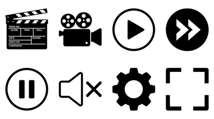 Fototapeta premium Collection of modern digital media and video editing icons